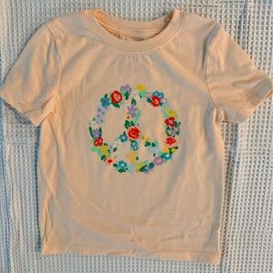 Cat & Jack Cream Floral Peace Sign Tee